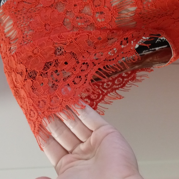 🧡Maeve🧡 - Red-Orange Lace S/S Peplum Top - Picture 7 of 12